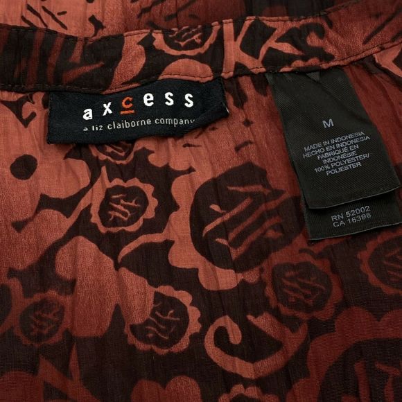 Axcess Liz Claiborne Crinkle Japanese Red Tunic M - Picture 3 of 5